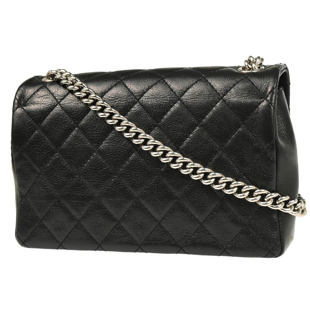 Chanel Quilted Leather Embossed Braid CC Chain Flap Shoulder Bag Black - Picture 2 of 5